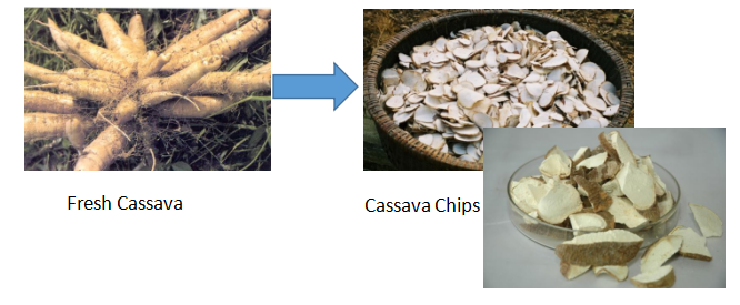 Macchina per la produzione di patatine di manioca
